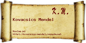 Kovacsics Mendel névjegykártya